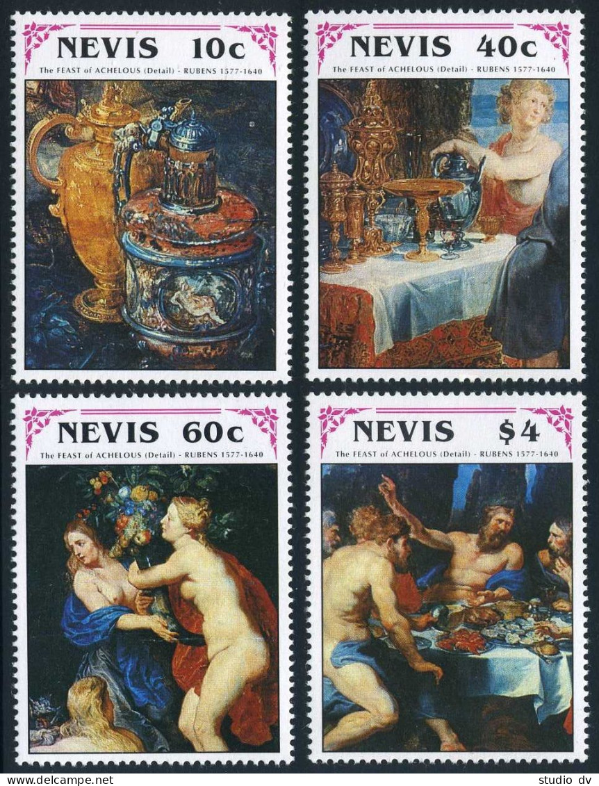 Nevis 633-638,639,MNH.Michel 567-570,571 Bl.30. Peter Paul Rubens,1991. - St.Kitts And Nevis ( 1983-...)