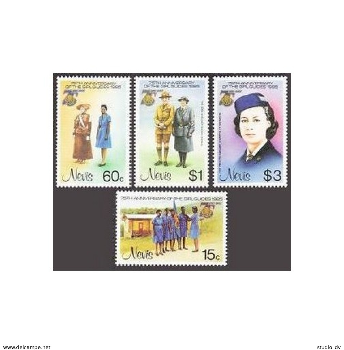 Nevis 423-426,MNH.Michel 276-279. Girl Guides-75,1985.Lord Baden-Powell,Margaret - St.Kitts And Nevis ( 1983-...)