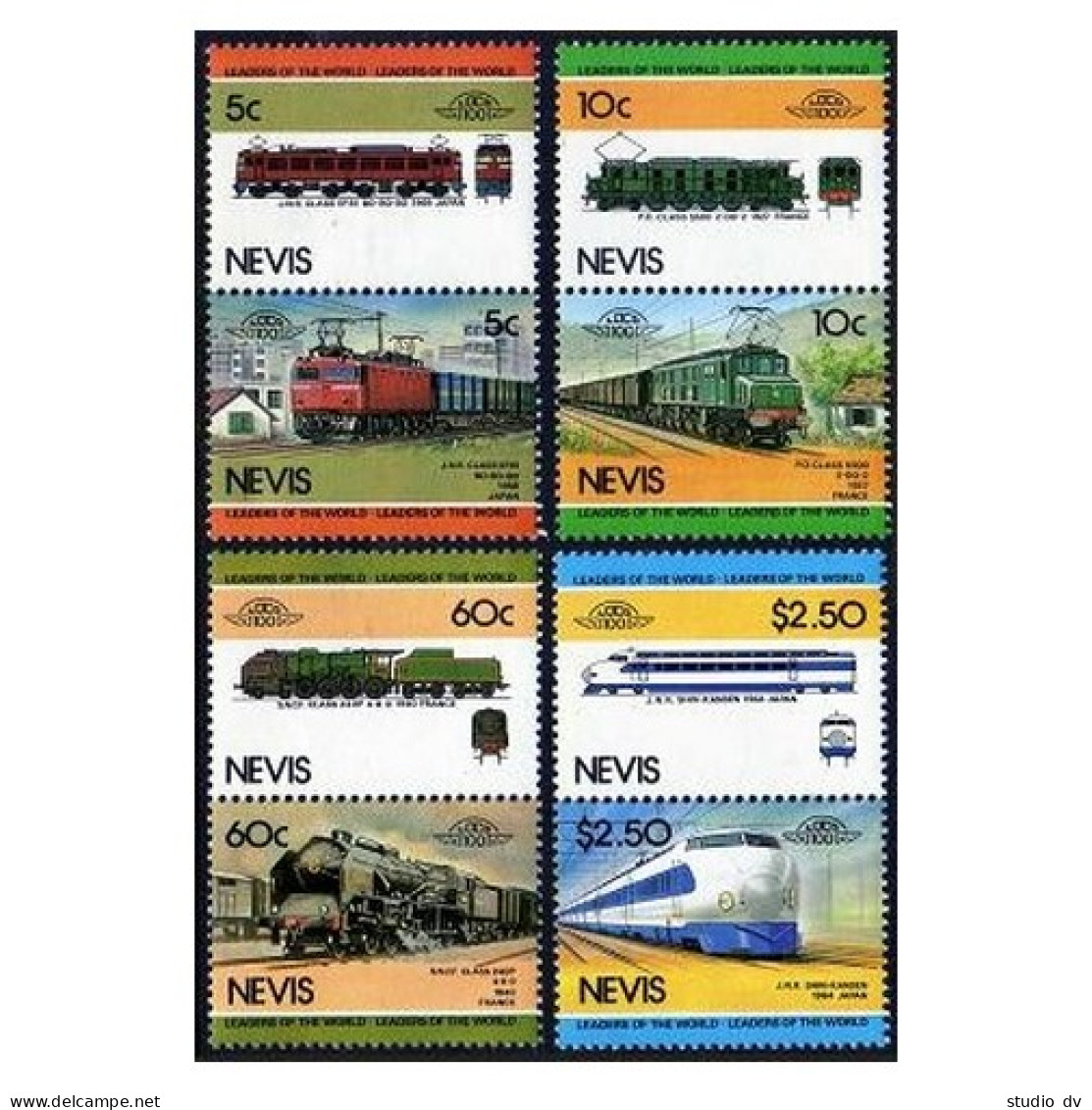 Nevis 191,4 Ab Pairs,MNH.Michel 202-209. Leaders Of World Locomotives,set 2.1984 - St.Kitts E Nevis ( 1983-...)