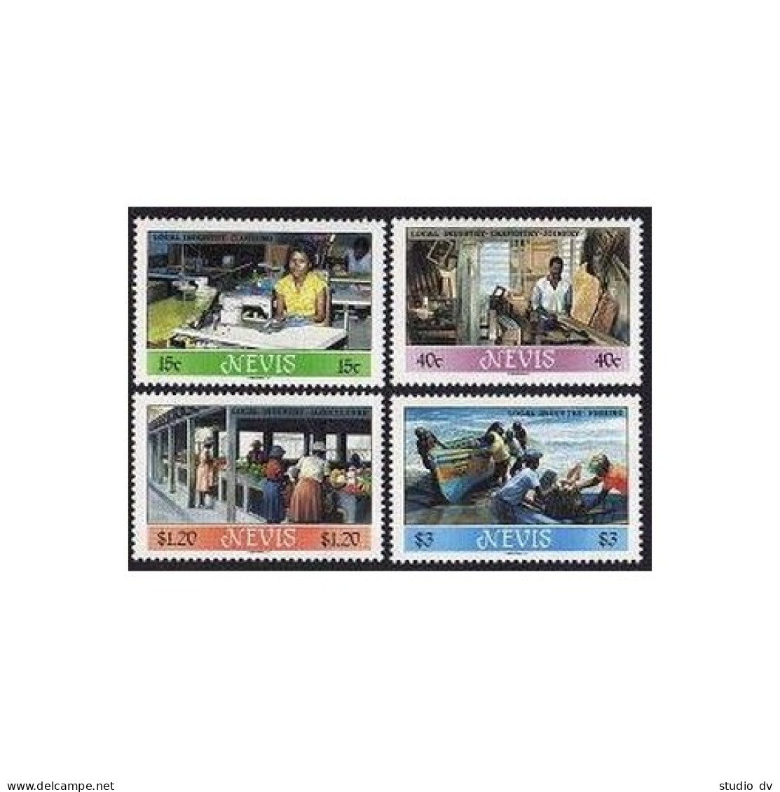 Nevis 494-497, MNH. Mi 389-392. Textile, Carpentry, Agriculture, Fishing, 1986. - St.Kitts And Nevis ( 1983-...)