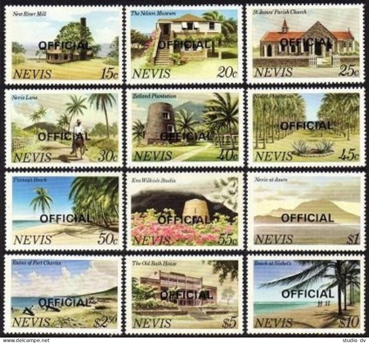 Nevis O11-O22,MNH.Michel D11-D22. OFFICIAL 1981.New River Mill,Nelson Museum, - St.Kitts-et-Nevis ( 1983-...)