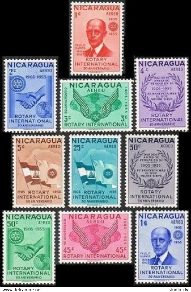 Nicaragua C353-C362, MNH/MLH. Michel 1091-1100. ROTARY International, 1955. - Nicaragua