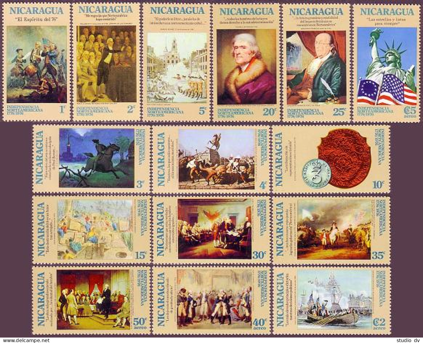 Nicaragua 978-988,C876-C879, MNH. Mi 1852-1866. American Bicentennial, 1976. Art - Nicaragua