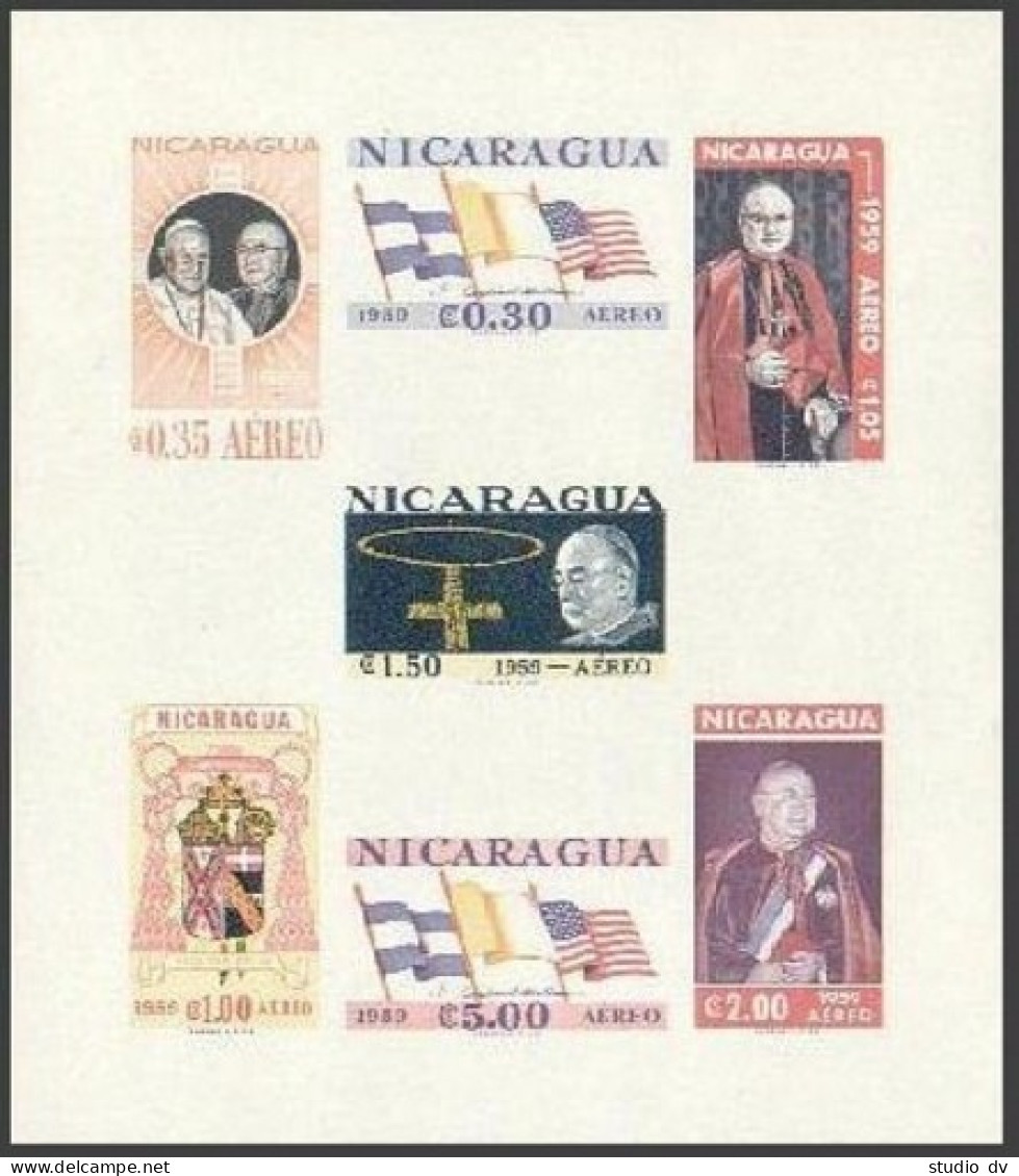 Nicaragua 823a, C436a Imperf, Hinged. Cardinal Spillman, Pope John XXIII. 1959. - Nicaragua