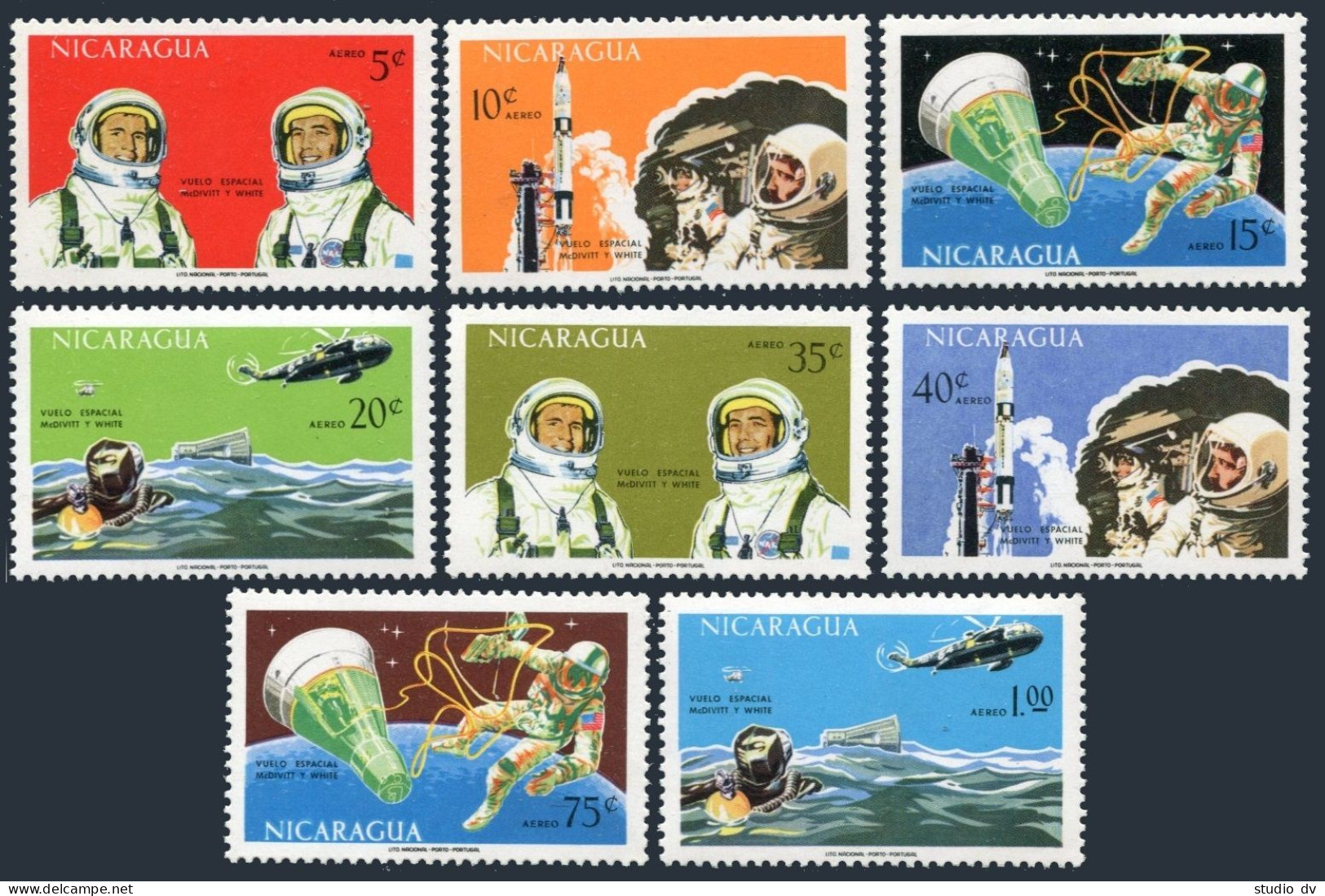 Nicaragua C618-C625, MNH. Mi 1446-1453. Gemini 4 Space Flight, 1967. Astronauts. - Nicaragua