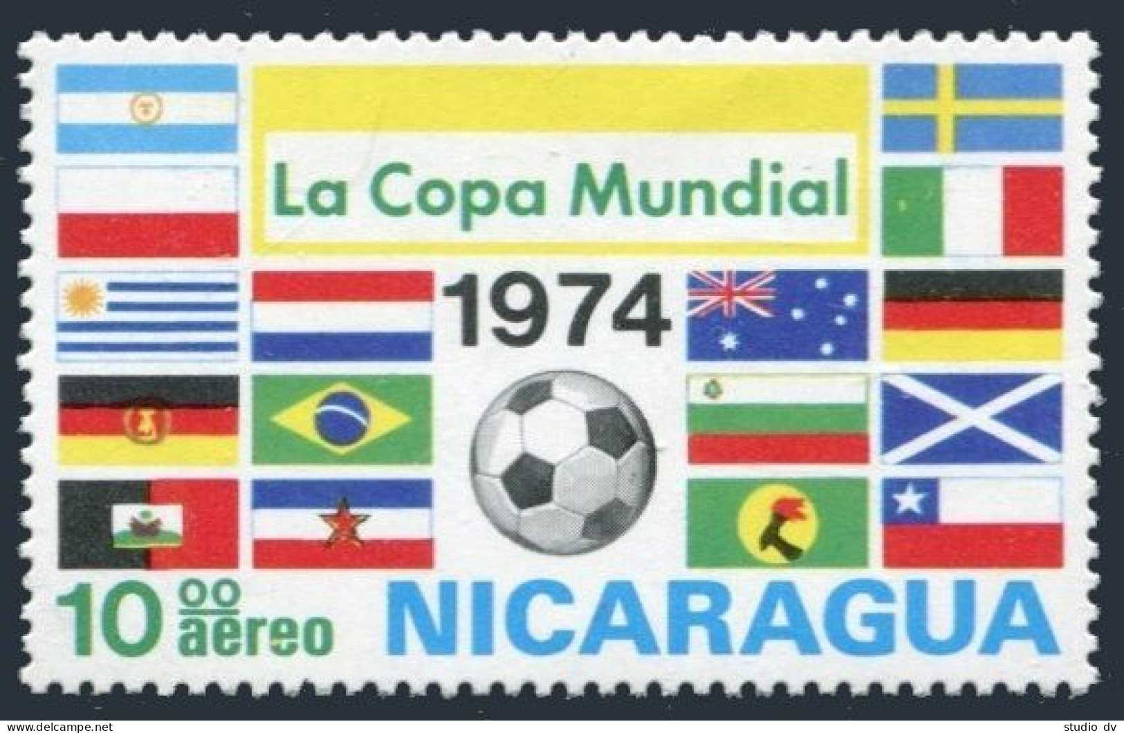 Nicaragua C853, MNH. Mi 1775. World Soccer Cup Munich-1974.Flags Of Participants - Nicaragua