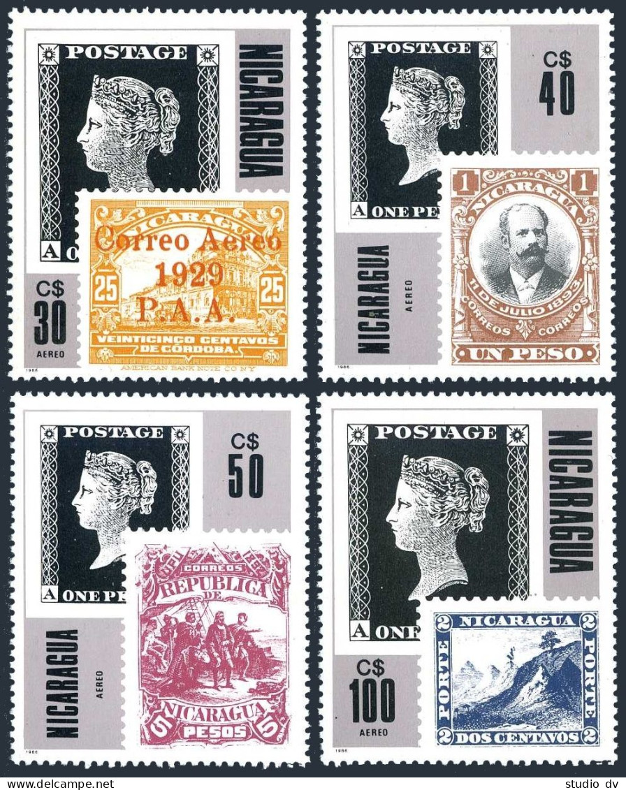Nicaragua C1130-C1133, MNH. Mi 2683-2686. Nicaraguan Stamps, 125th Ann. 1986. - Nicaragua