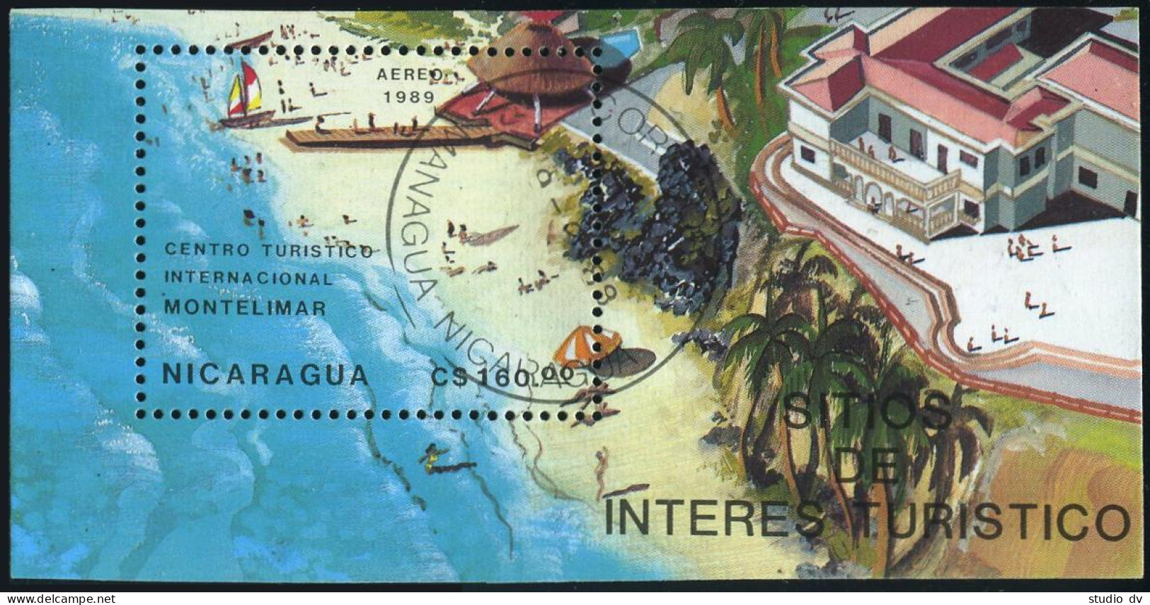 Nicaragua 1764, MNH. Michel 2933 Bl.182. Tourism 1989. Montelimar. - Nicaragua