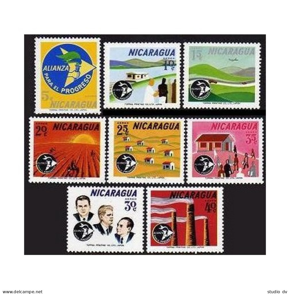 Nicaragua C540-C547, Hinged. Mi 1354-1361. Alliance For Progress, 1964. Kennedy, - Nicaragua