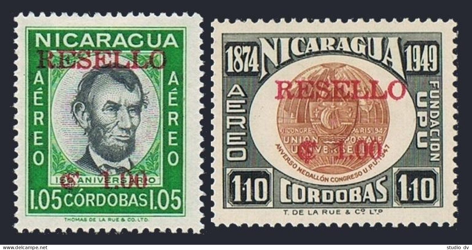 Nicaragua C 500-C501, MNH. Michel 1308-1309. Lincoln, UPU Congress Medal, 1962. - Nicaragua