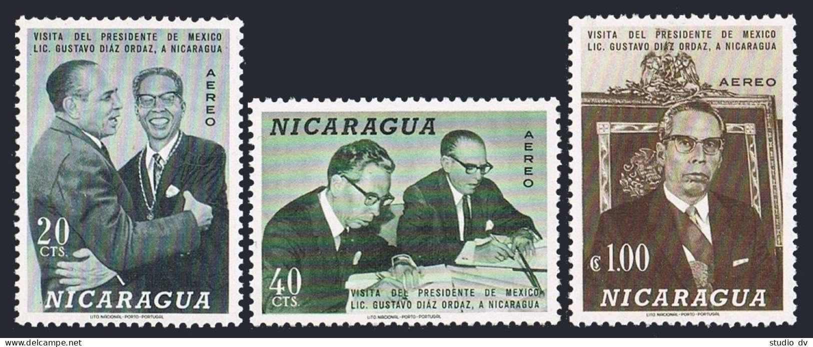 Nicaragua C631-C633,MNH.Mi 1485-1487. Gustavo Diaz Ordaz,Mexico;Rene Schick,1968 - Nicaragua