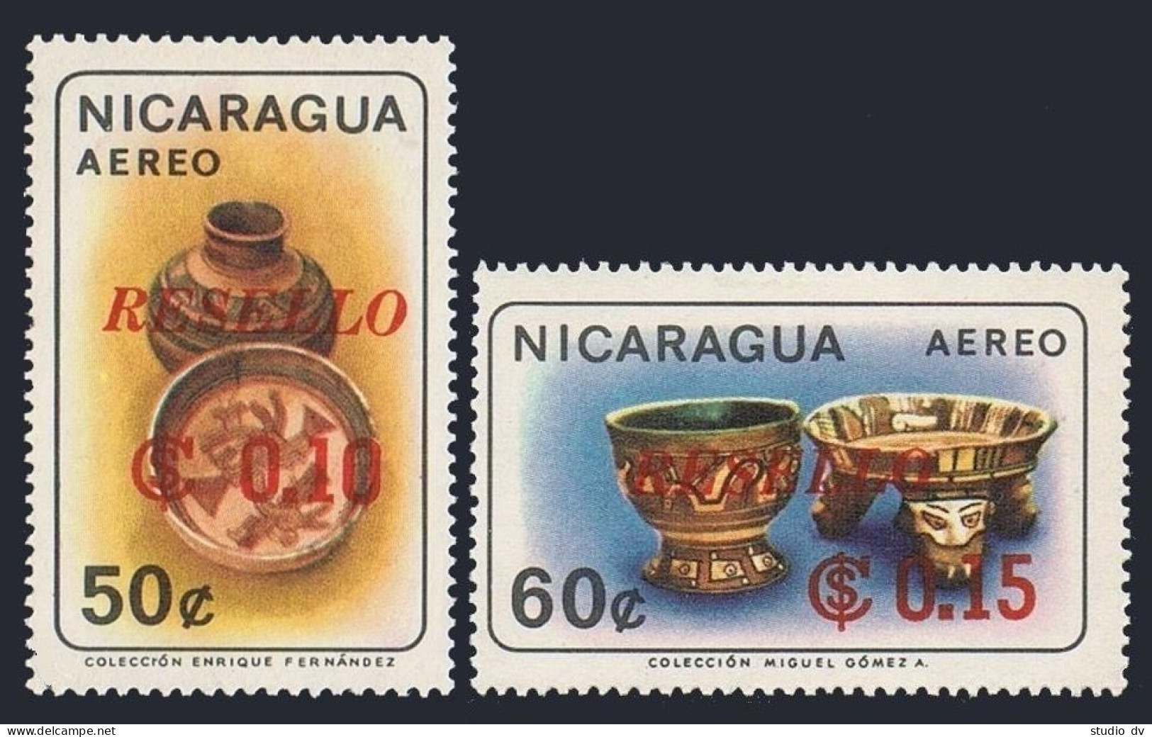 Nicaragua C596-C597, MNH. Mi 1424-1425. Antique Indian Artifacts,new Value,1967. - Nicaragua