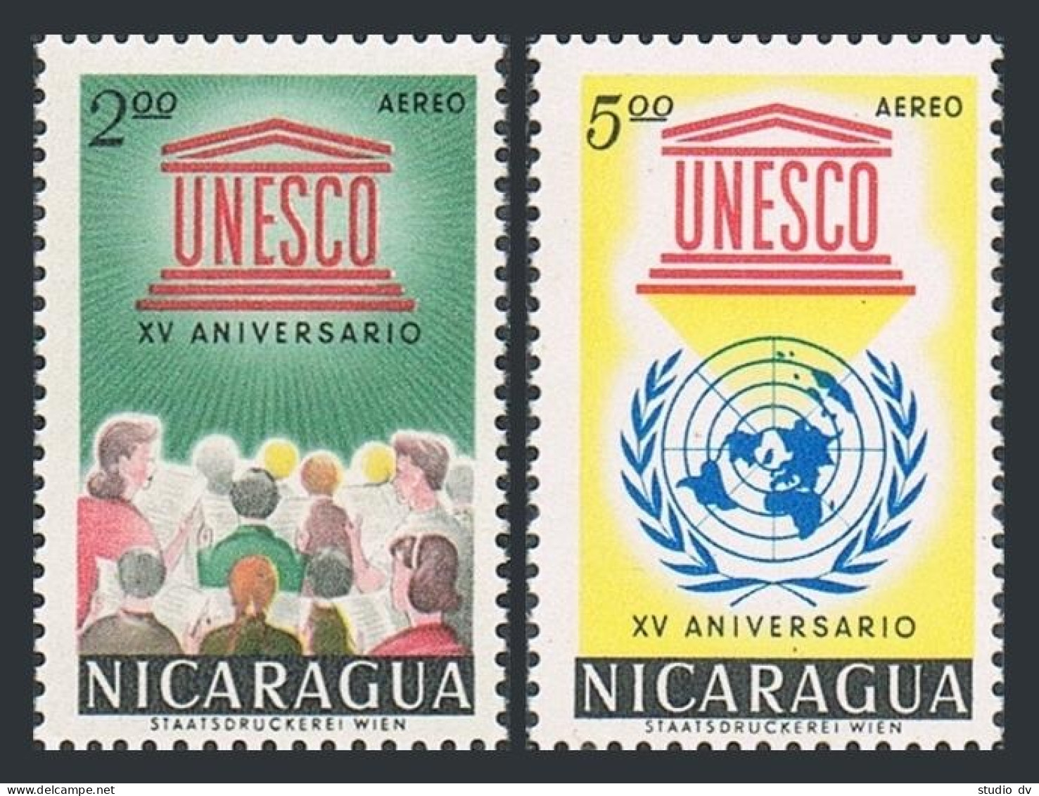 Nicaragua C502-C503, Hinged. Michel 1310-1311. UNESCO, 15th Ann. 1962. - Nicaragua