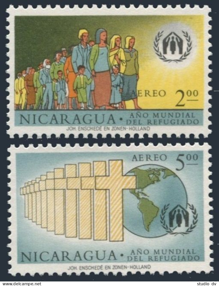 Nicaragua C452-C453, MNH. Michel 1257-1258. World Refugee Year WRY-1960. Globe. - Nicaragua