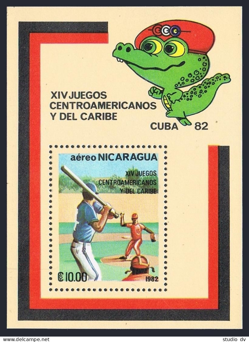 Nicaragua C1010,MNH.Mi Bl.143. Central American & Caribbean Games,1982.Baseball. - Nicaragua