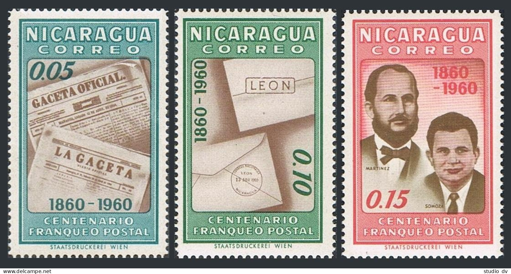 Nicaragua 834-836, MNH. Michel 1283-1295. Tomas Martinez, Luis A.Somoza, 1961. - Nicaragua