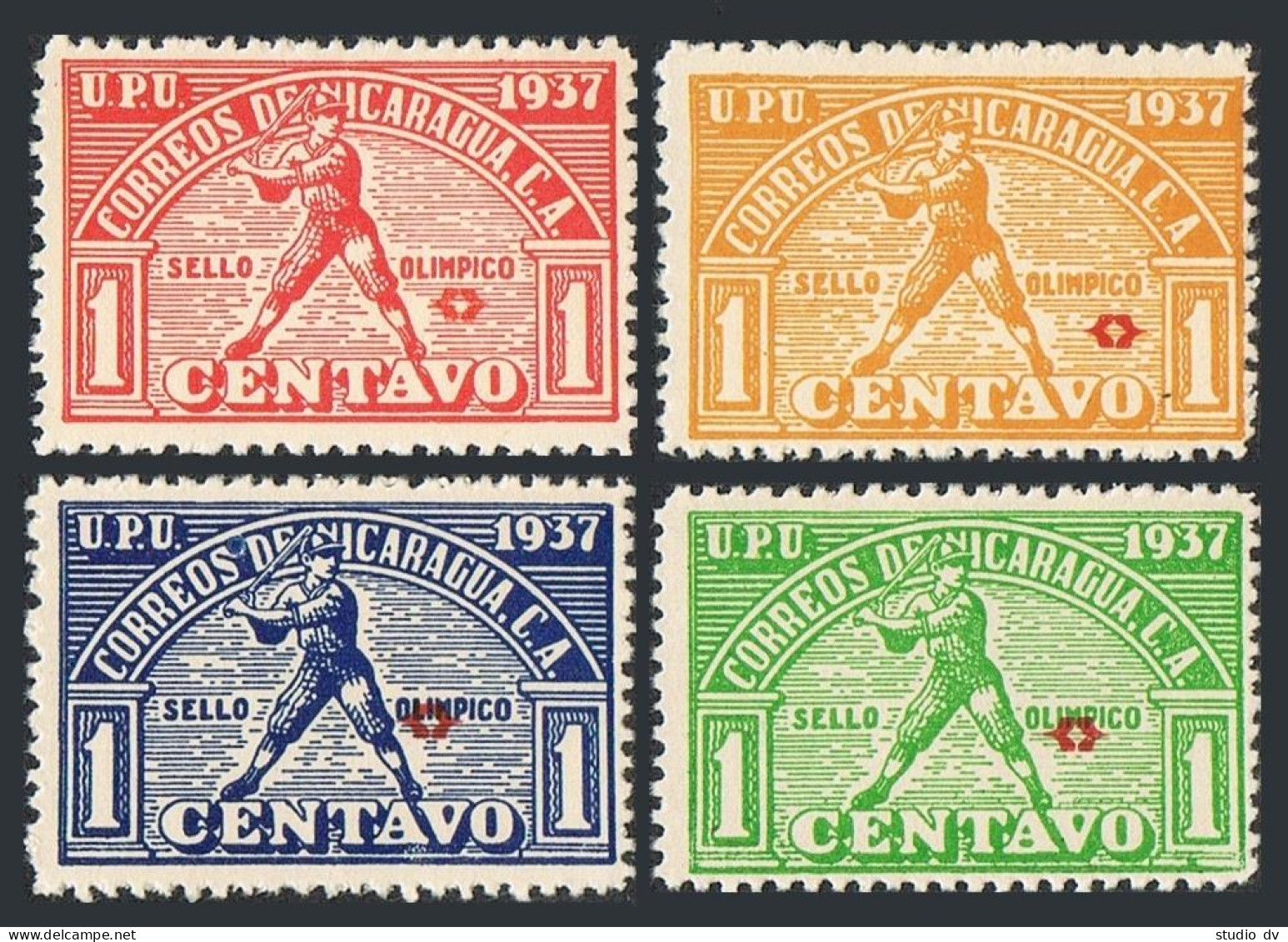 Nicaragua RA55-RA60,MNH. Central American & Caribbean Games,1937.Baseball Player - Nicaragua