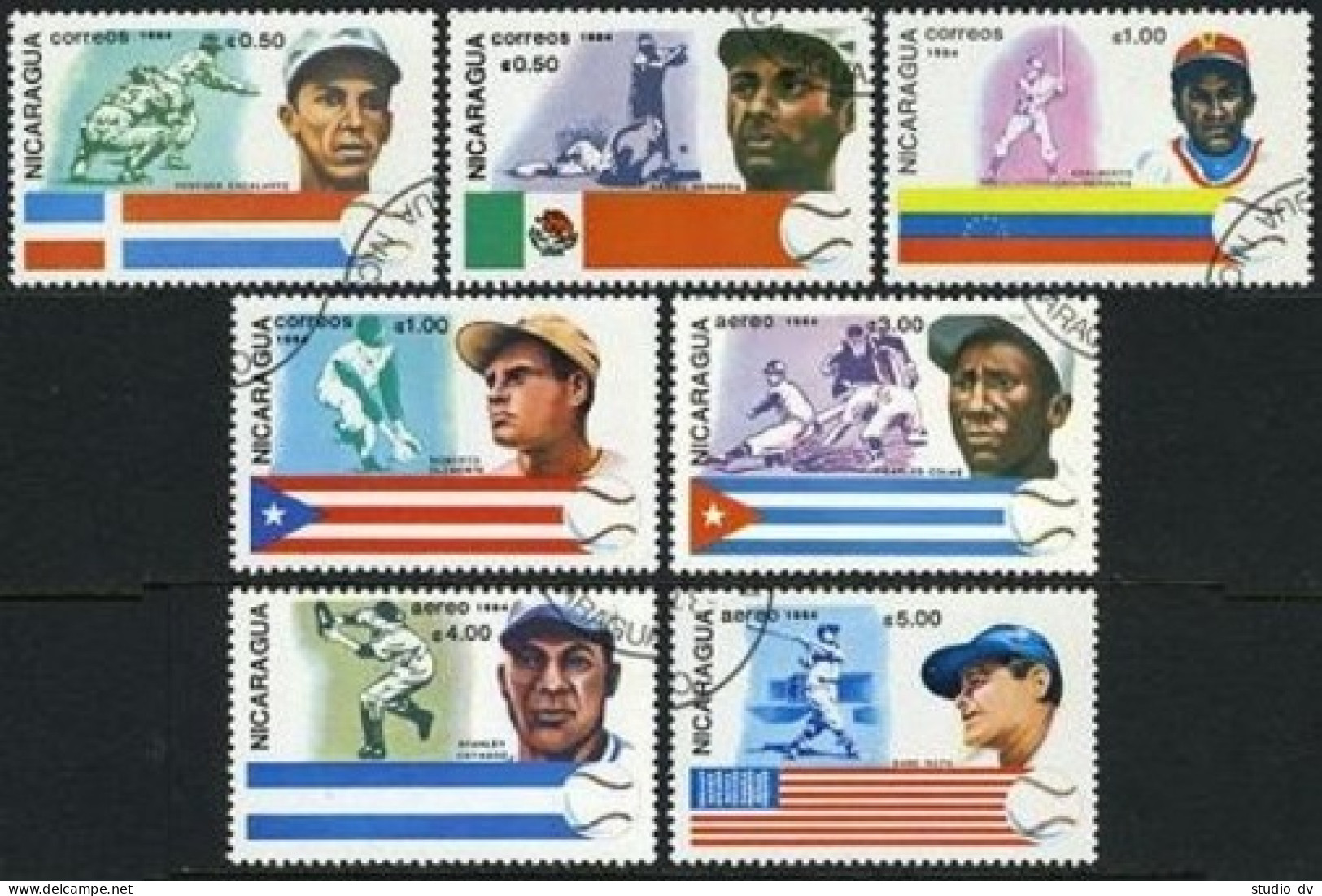 Nicaragua 1384-1390,CTO.Michel 2542-2548. Baseball Champions,1984. - Nicaragua