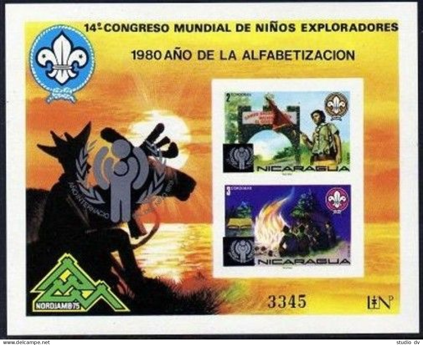 Nicaragua Michel 2130-2133 Bl.120-121,MNH. IYC-1979.Scouts.Alphabetization-1980. - Nicaragua