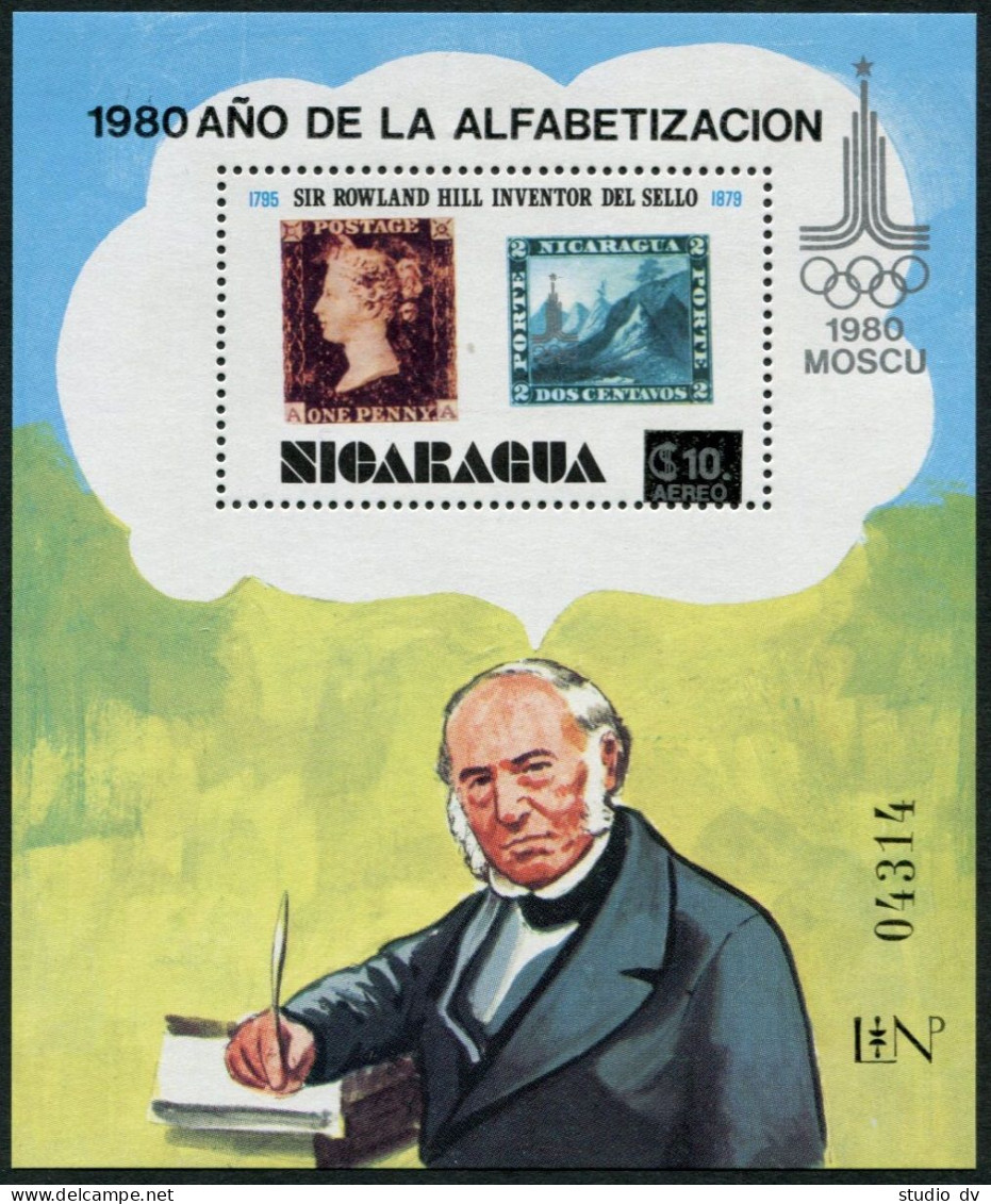 Nicaragua 1002 L-Q,C974F.Mi 2160-2165,Bl.134, MNH. Olympics Moscow-1980.Literacy - Nicaragua