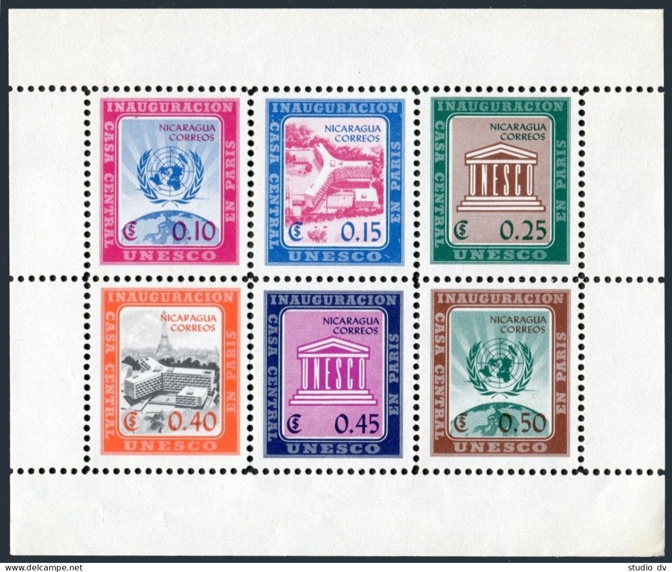 Nicaragua 818a,C429a, MNH. Mi Bl.48-49. New UNESCO Headquarters In Paris, 1958. - Nicaragua