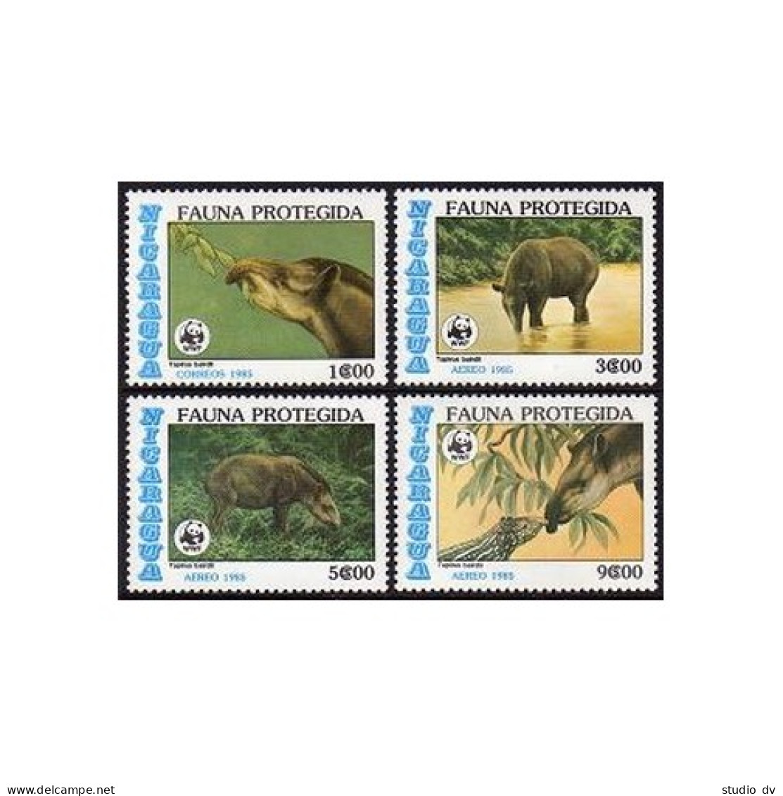 Nicaragua 1490-1493, MNH. Michel 2628-2630. WWF 1985. Tapirus Bairdii. - Nicaragua