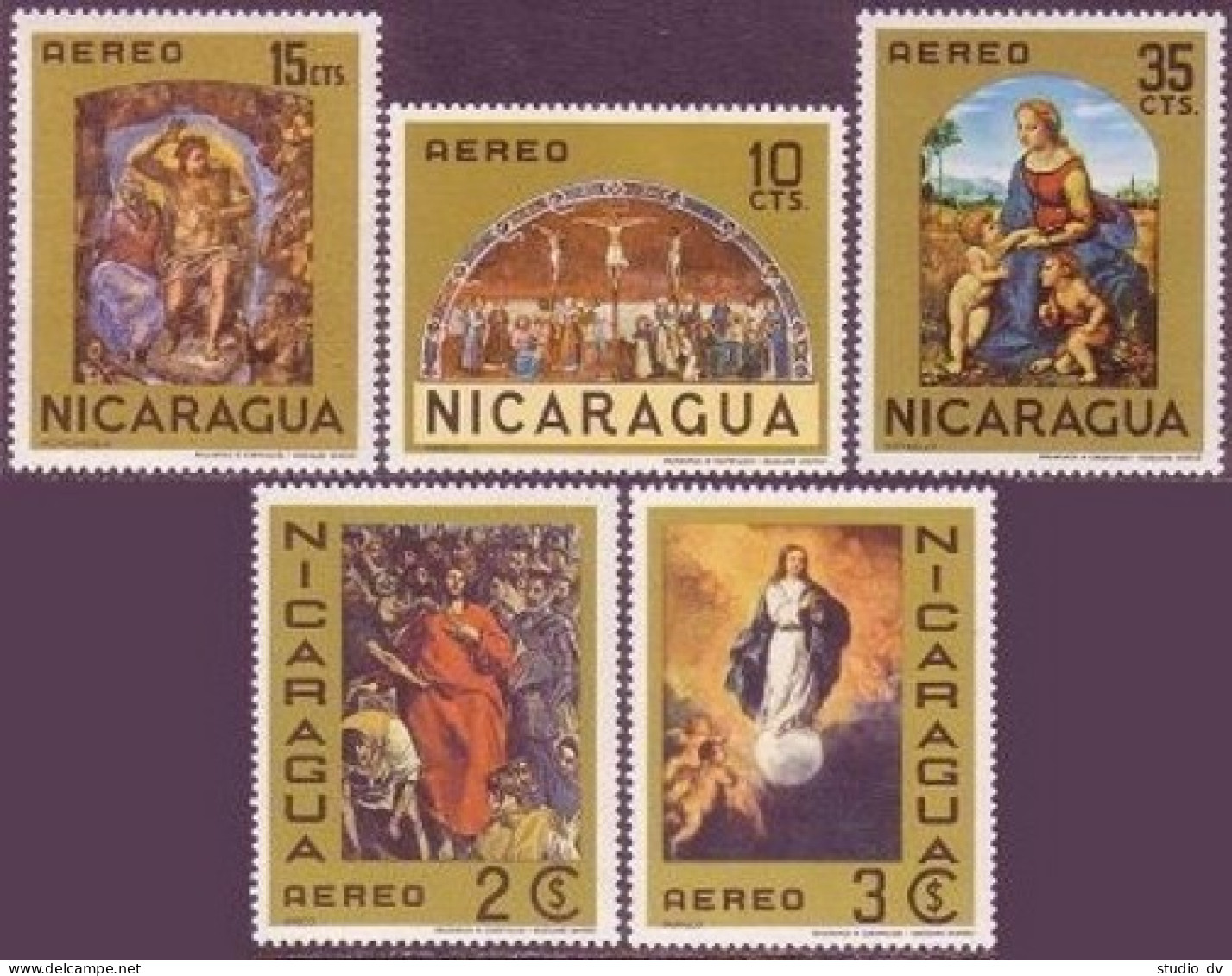 Nicaragua C649-C653, MNH. Fra Angelo, Michelangelo, Raphael, El Greco, Murillo. - Nicaragua