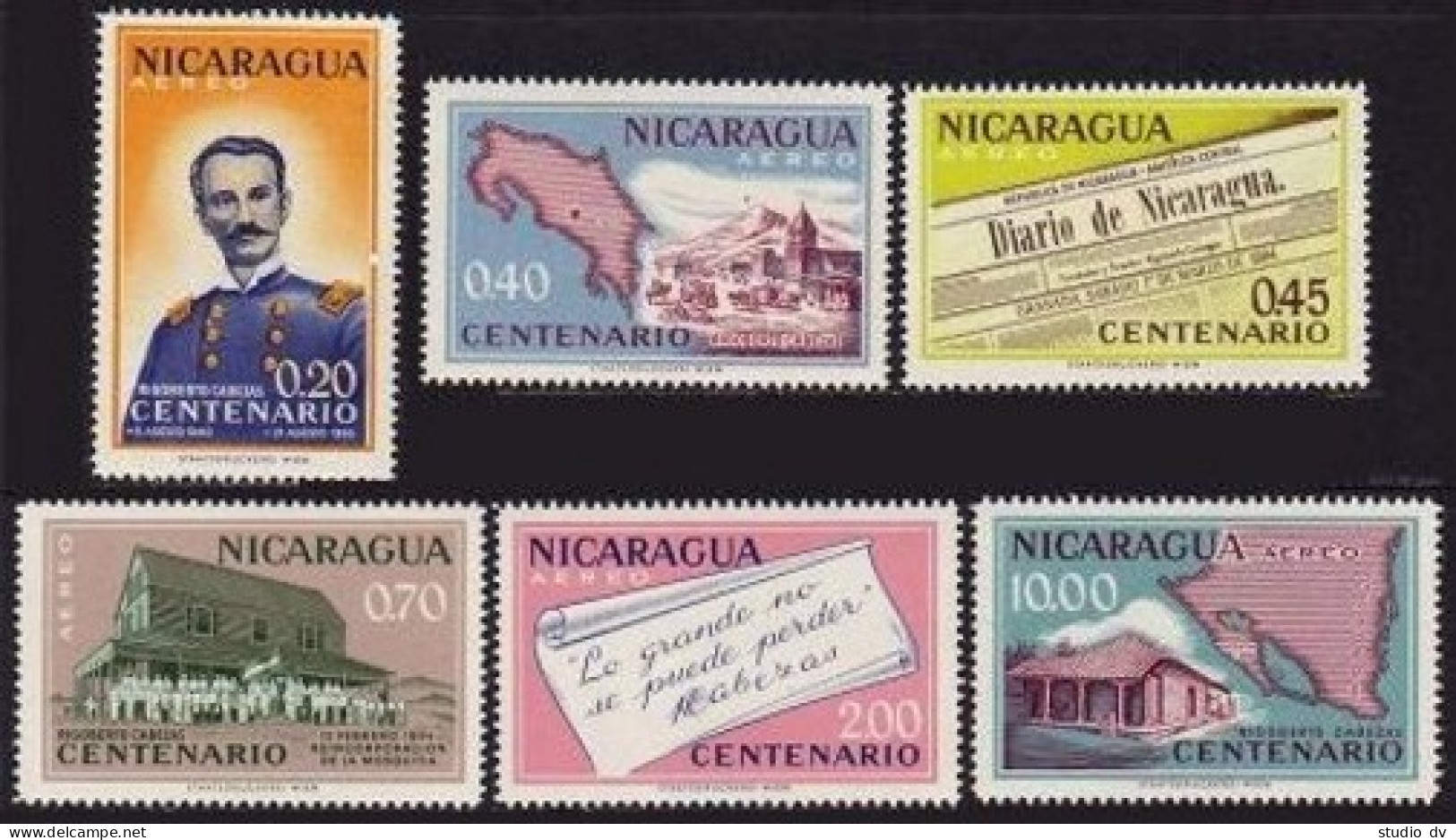 Nicaragua C487-C492, MNH. Michel 1296-1301. Rigoberto Cabezas-100, 1961. Map - Nicaragua