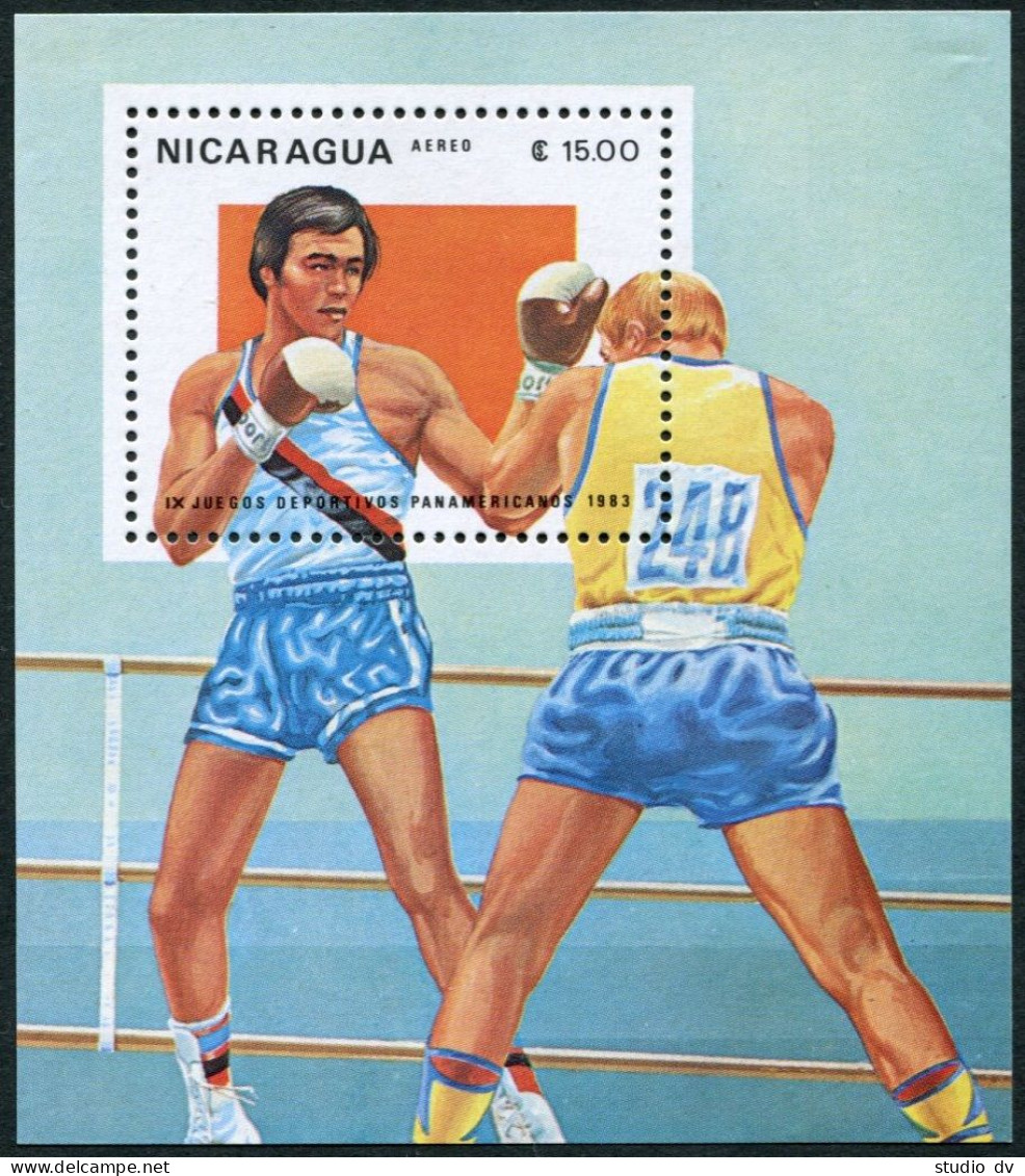Nicaragua 1260, MNH. Michel 2407 Bl.150. 9th Pan-American Games, 1983. Boxing. - Nicaragua