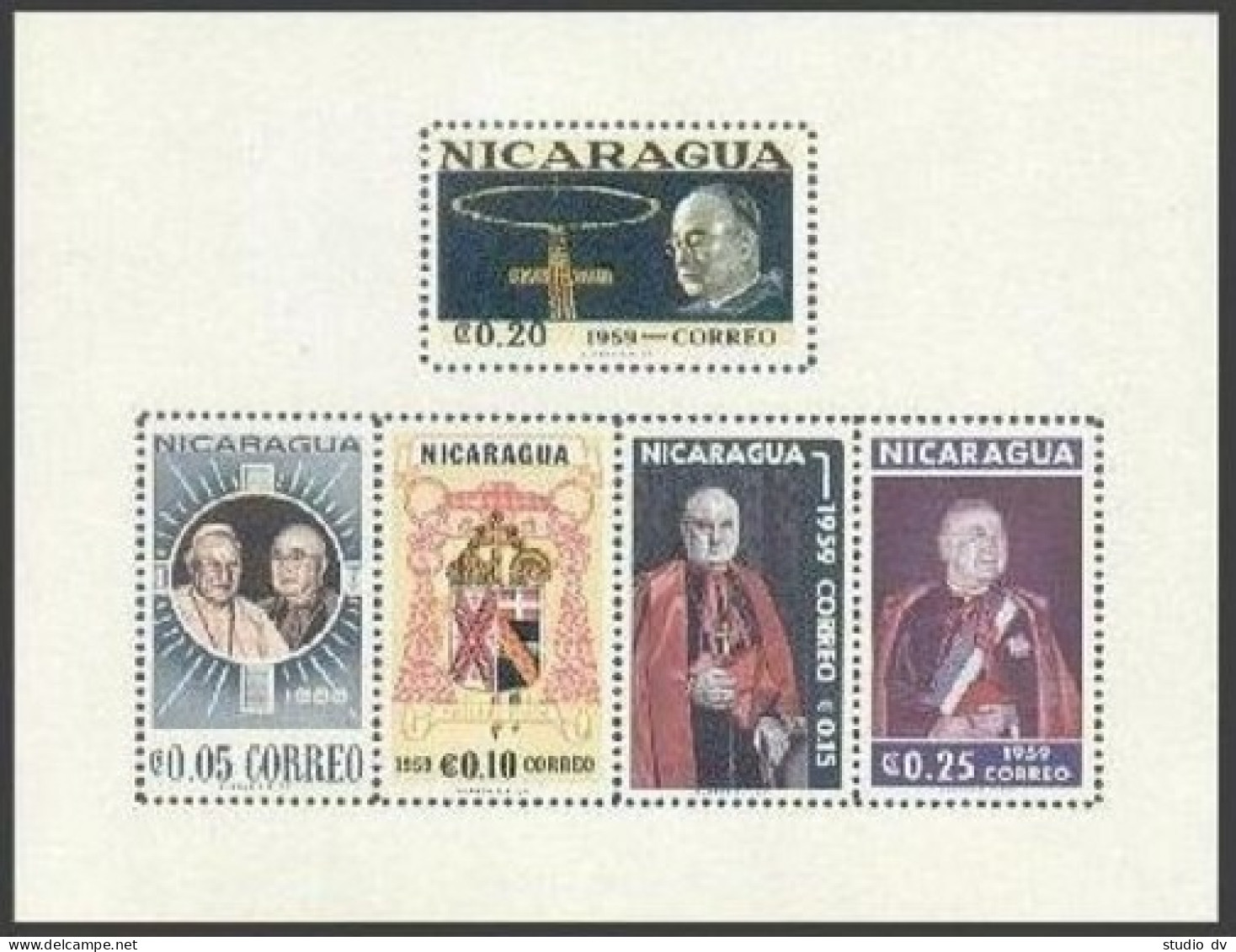 Nicaragua 819-C436,823a,C436a A,B, MNH. Cardinal Spillman, Pope John XXIII,1958. - Nicaragua