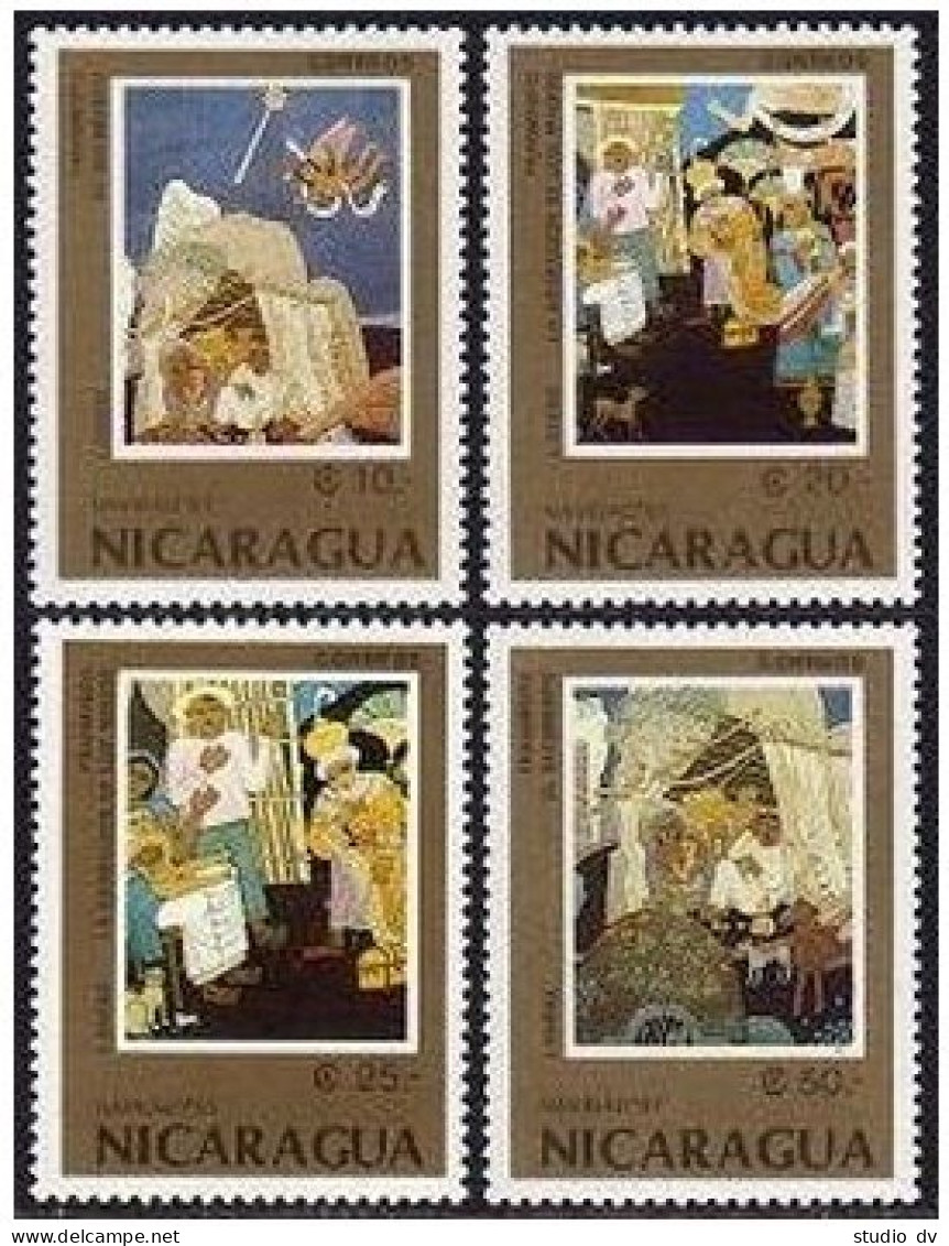 Nicaragua 1671-1674, MNH. Mi 2839-2842. Christmas 1987. Paintings By L. Saenz. - Nicaragua