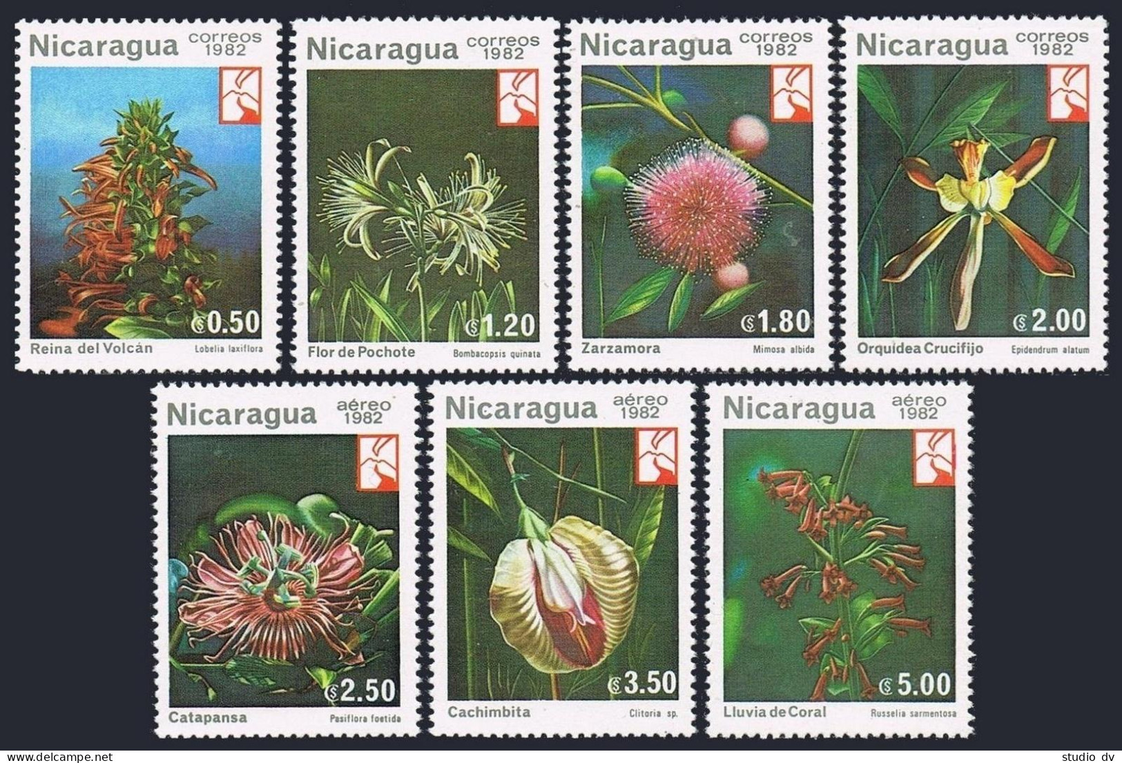 Nicaragua 1191-1194, C1031-1033, MNH. Michel 2328-2334. Flowers 1982. - Nicaragua