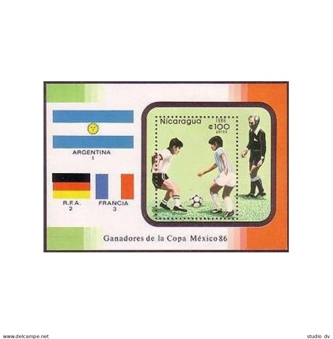 Nicaragua C1150, MNH. Michel 2651 Bl.167. World Soccer Cup Mexico-1986. - Nicaragua