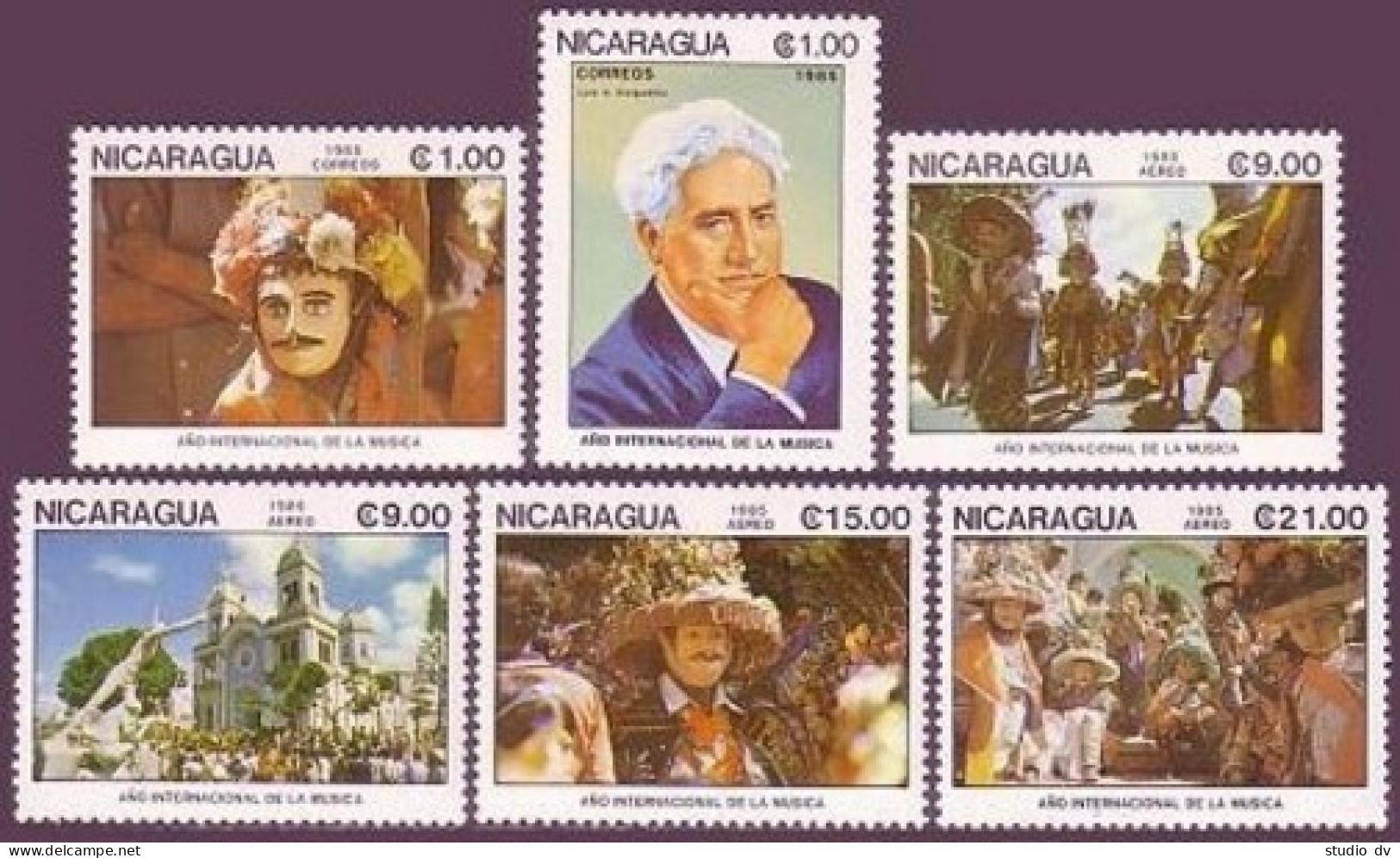 Nicaragua 1471-1476, MNH. Mi 2605-2610. International Music Year, 1985. Dancers. - Nicaragua