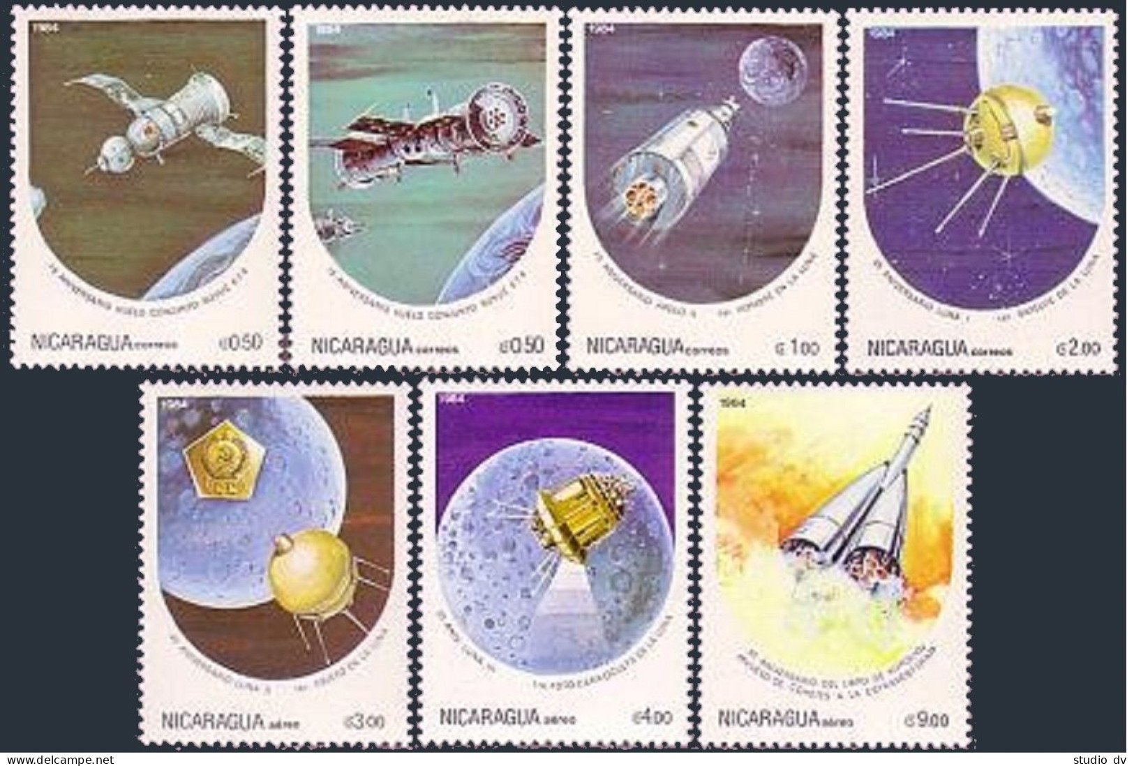 Nicaragua 1344-1350, MNH. Michel 2497-2503. Space Anniversaries 1984. - Nicaragua