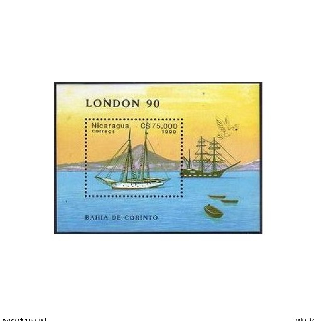 Nicaragua 1781-1787, 1788, MNH. Michel 2977-2983, Bl189. LONDON-1990, Ships. - Nicaragua