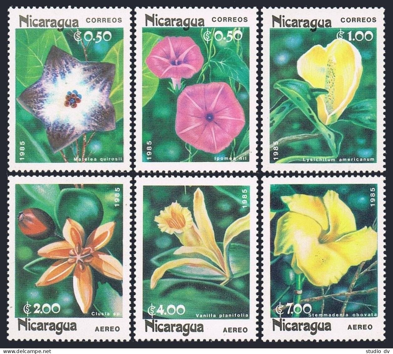 Nicaragua 1454-1459, MNH. Michel 2586-2591. Flowers 1985. - Nicaragua