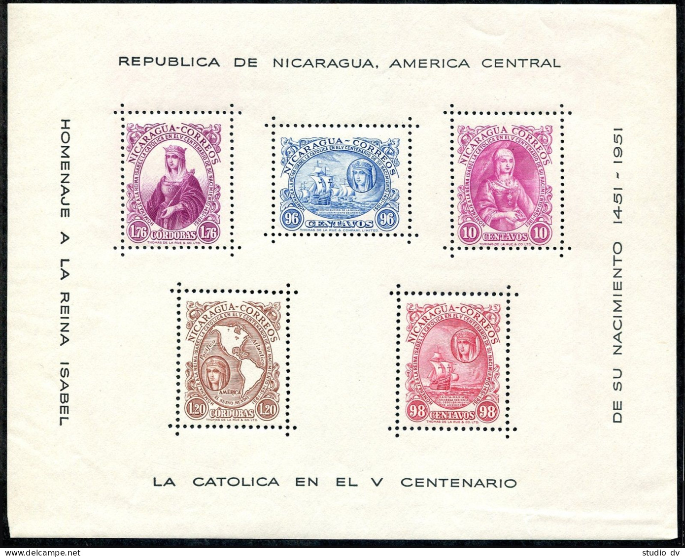 Nicaragua 739a,C320a, MNH. Michel Bl.39-40. Isabella I Spain-500, Columbus,Ships - Nicaragua