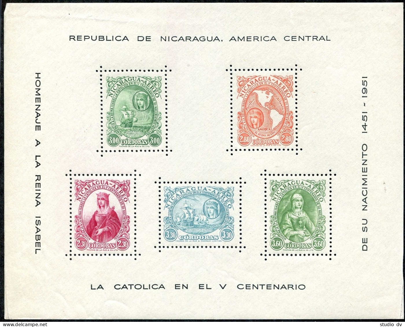 Nicaragua 739a,C320a, MNH. Michel Bl.39-40. Isabella I Spain-500, Columbus,Ships - Nicaragua