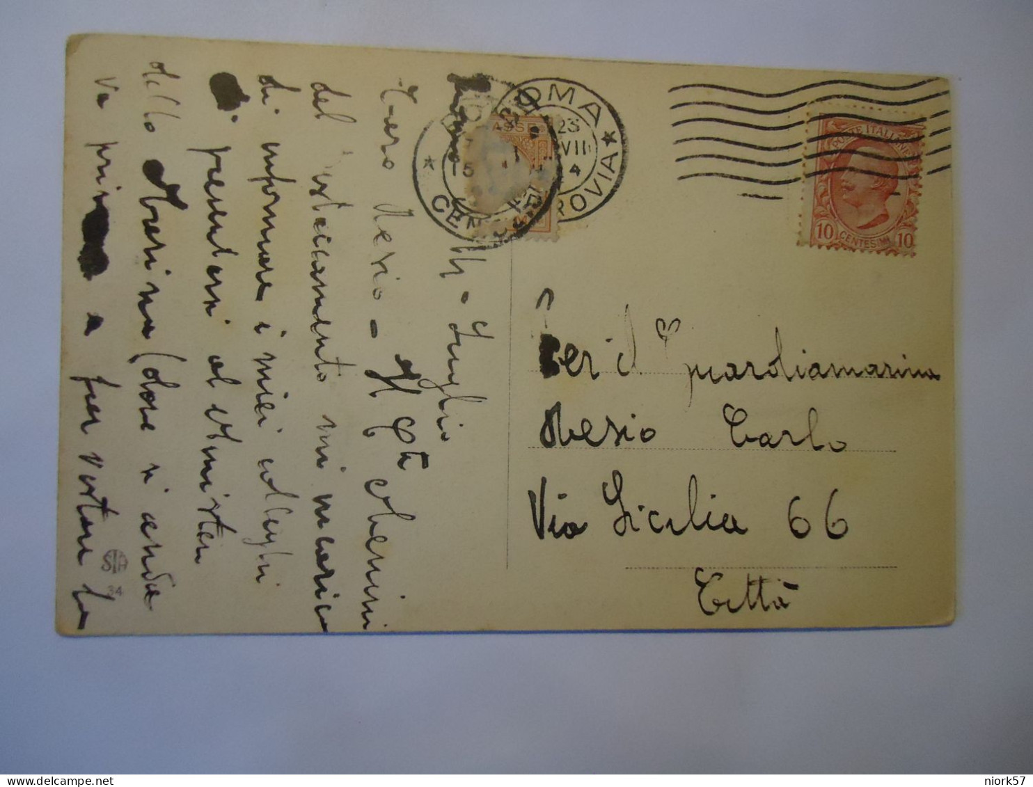 ITALY POSTCARDS ROMA TEDERE E CASTEL SANT ANGELO  POSTMARK STAMPS 1914 - Sonstige & Ohne Zuordnung