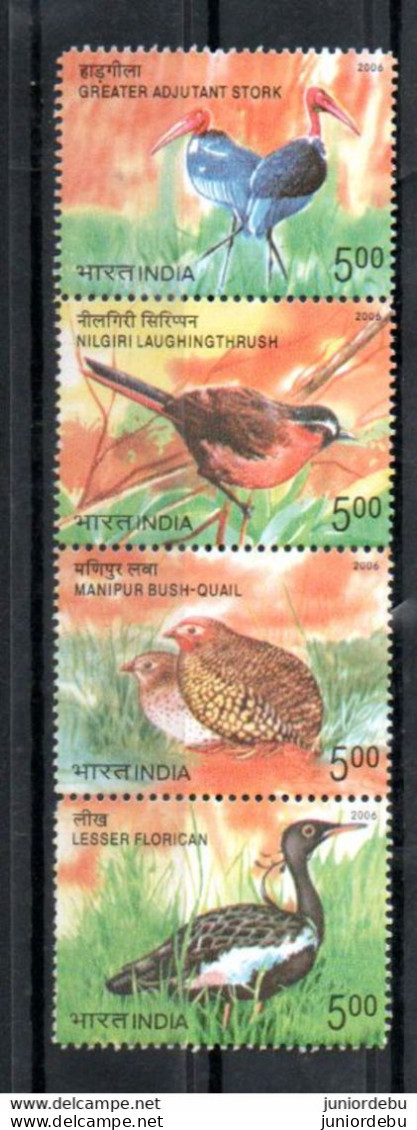 India - 2006 - Endangered Birds Of India   -  Settenat Set -  MNH. ( Condition As Per Scan ) ( OL 13/11/2022) - Unused Stamps