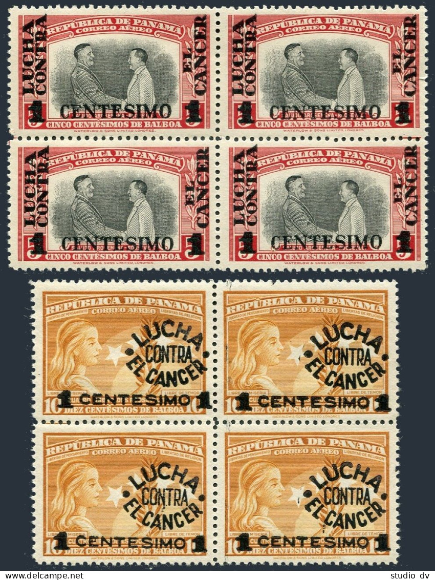 Panama RA28-RA29 Blocks/4,MNH. Postal Tax 1949.Franklin Roosevelt,J.D.Arosemena - Panama