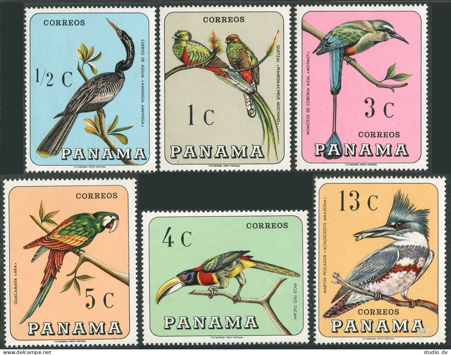Panama 478-478F, MNH. Mi 989-994. Birds 1967. New World Anhinga, Quetzals,Macaw, - Panama