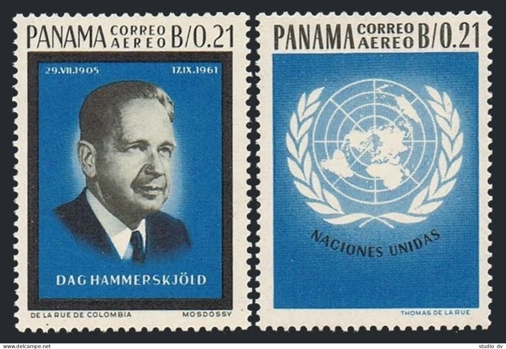 Panama C327-C328, Hinged. Michel 759-760. Dag Hammarskjold. UN Day 1964. - Panama