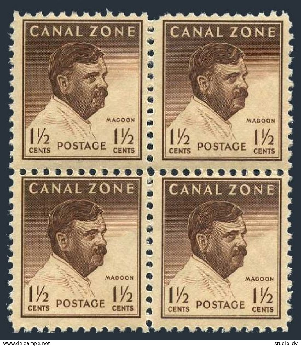 Canal Zone 137 Block/4, MNH. Michel 120A. Gov Charles E.Magoon. 1948. - Panama