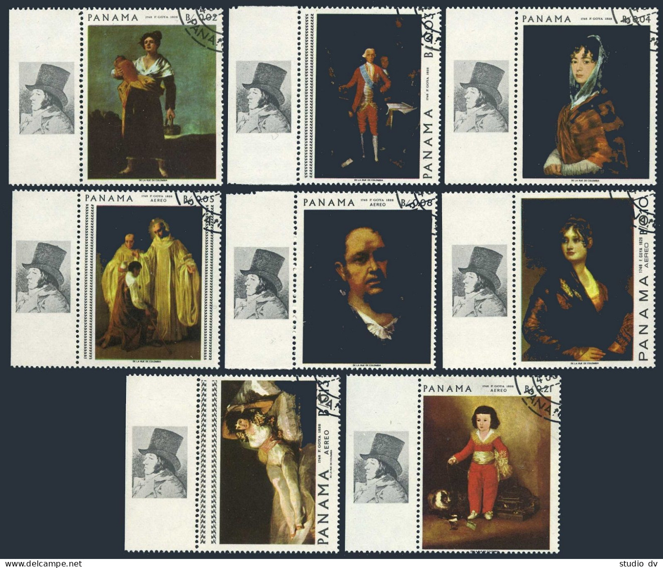 Panama 481-481G,481H,CTO.Mi 1019-1026,Bl.79. Painting By Francisco Goya,1967. - Panama