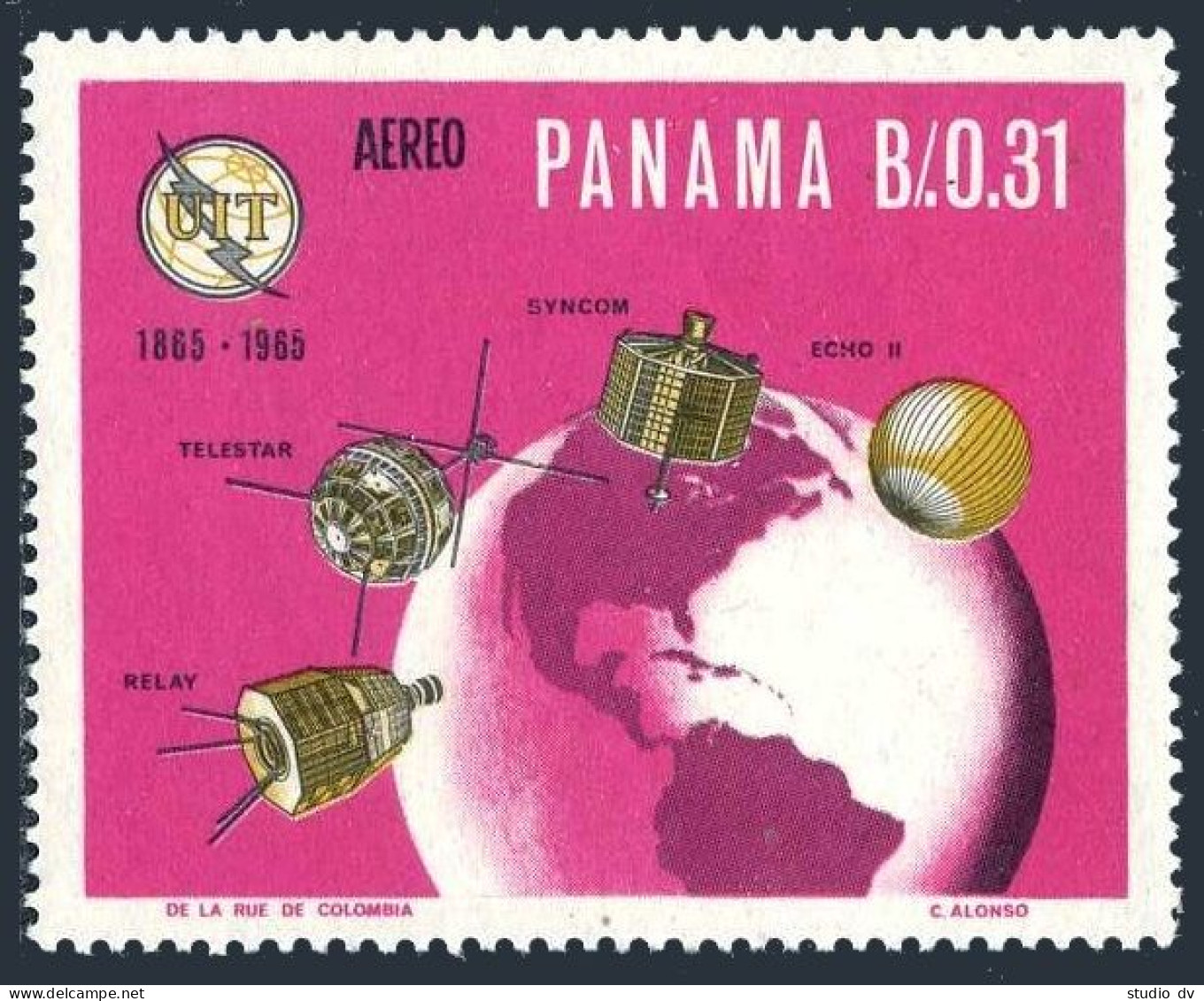 Panama C351, MNH. Michel 902. ITU-100, 1965. Globe, Satellites. - Panama
