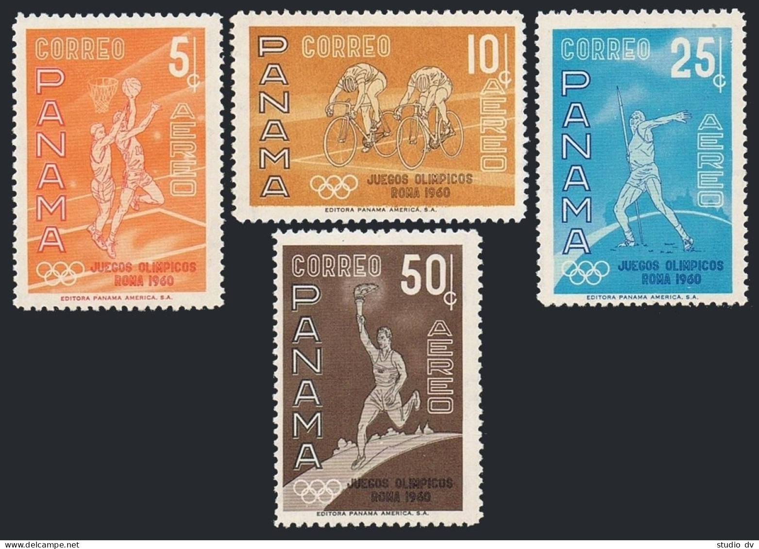 Panama C234-C237, MNH. Michel 574-577. Olympics Rome-1960. Basketball,Bicycling, - Panama