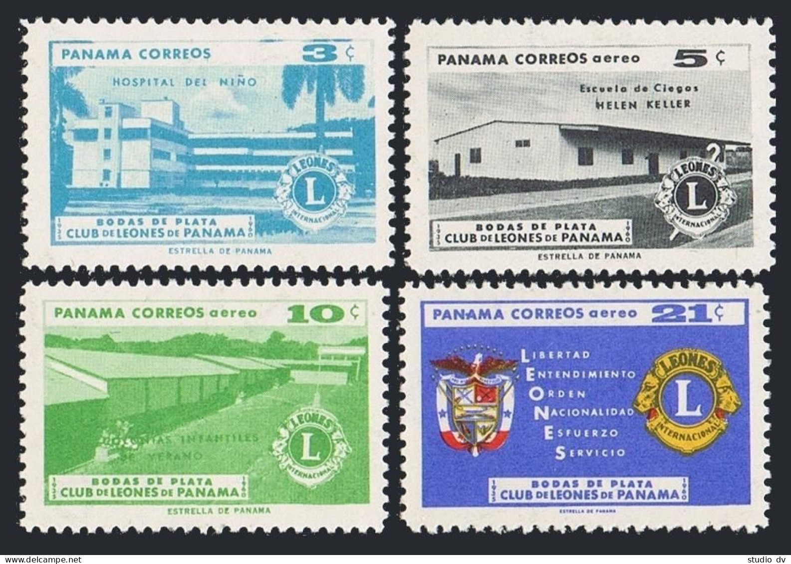 Panama 436, C245-C247, MNH. Mi 585-588. Lions Club Of Panama, 25th Ann. 1961.  - Panama