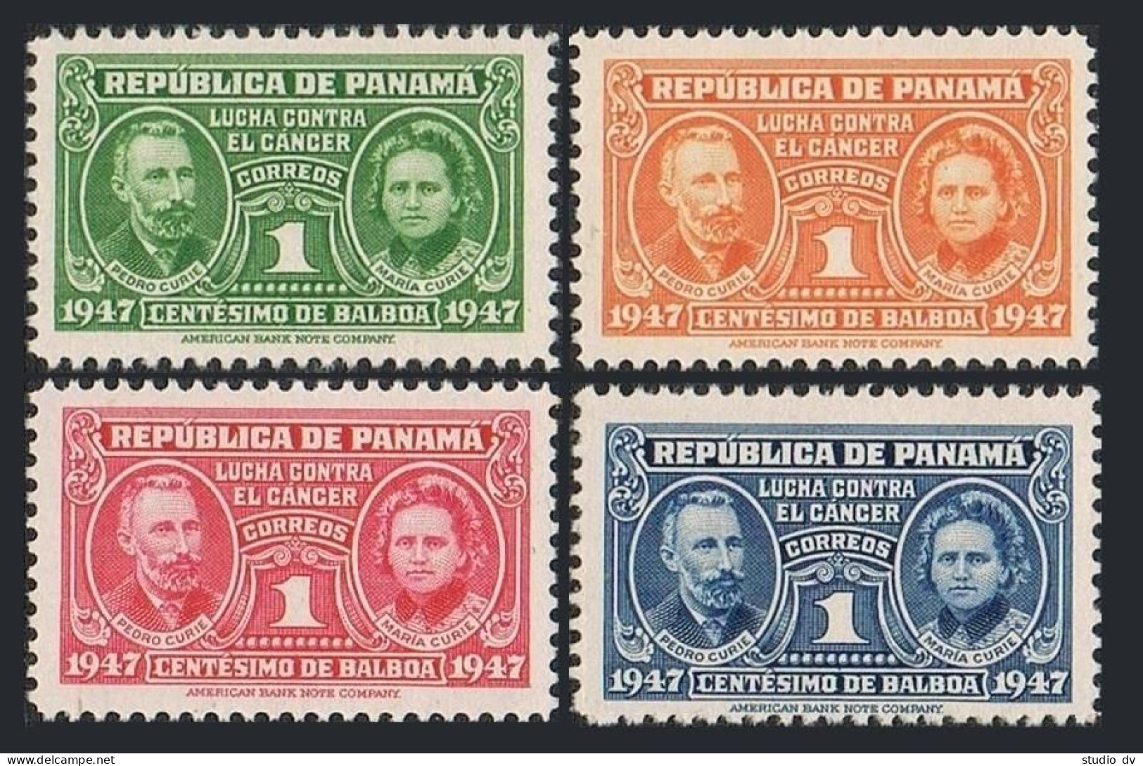 Panama RA24-RA27, MNH. Mi Zw 24-27. Postal Tax Stamps 1947. Pierre & Marie Curie - Panama
